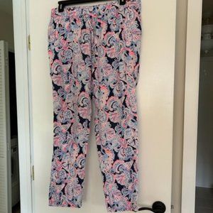 Lilly Pulitzer Aden Linen Pants in Navy High Tide It's for Shore XL